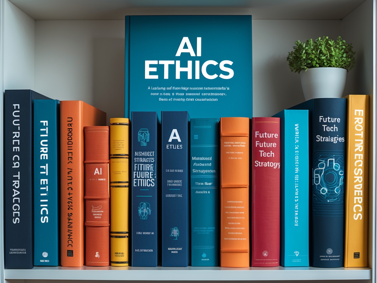 Collection of AI strategy book covers and document folders