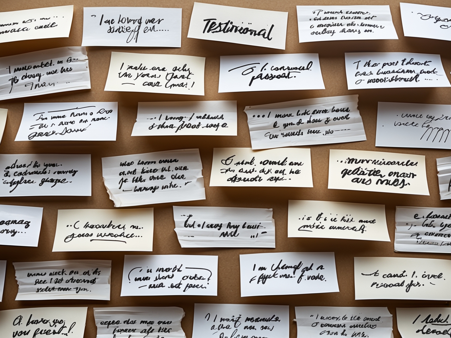 Collage of handwritten testimonial quotes